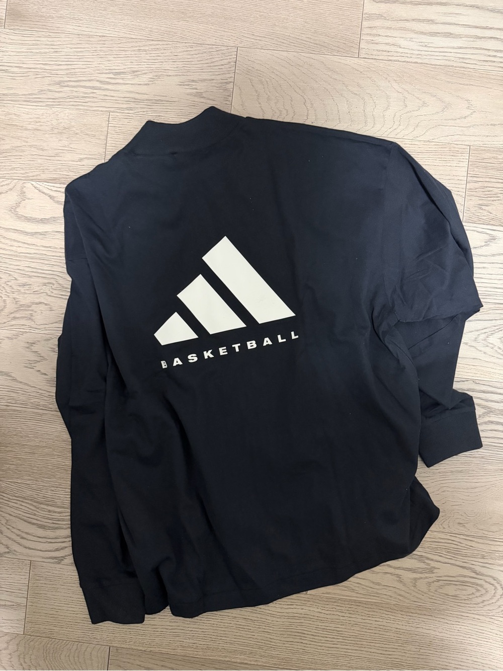 adidas Black Long Sleeve Basketball Logo Tee